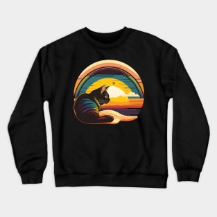 Retro 80s Style Cat Gifts Vintage Cat Crewneck Sweatshirt